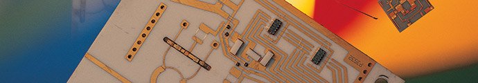 Artistic view of printed circuit board with white soldermask.